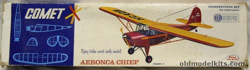 Comet Aeronca Chief - 54 inch Wingspan for R/C for Free Flight, 3506 plastic model kit